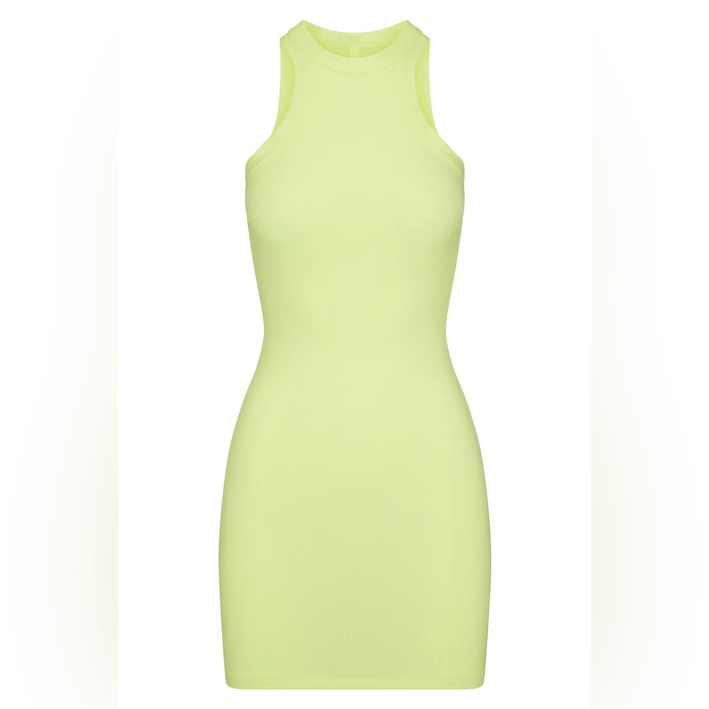 SKIMS Soft Lounge High Crewneck Tank Minidress Yellow (Lemonade) XXS NWT